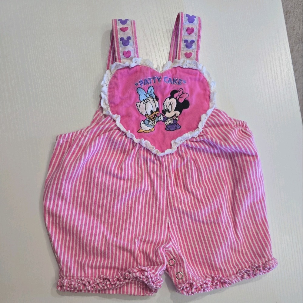 Vintage Disney Baby Minnie Denim Bubble Overalls/ Romper 90s. 3-6m. Daisy Duck